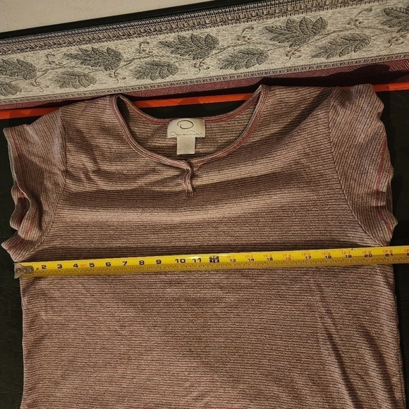 O Oscar De La Renta Striped Short Sleeve Top Size L - Picture 8 of 10